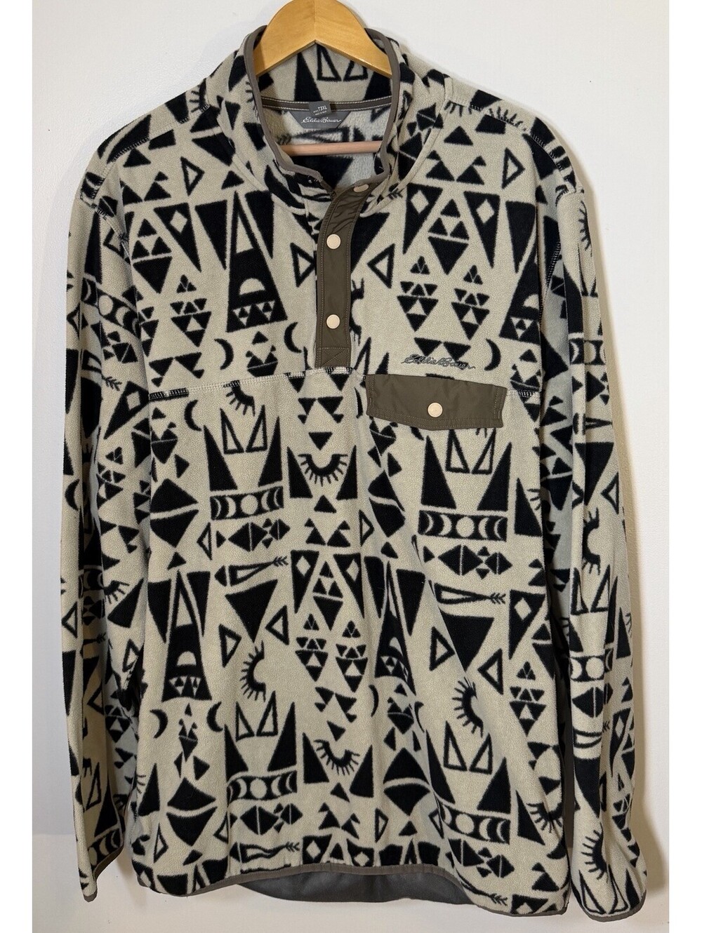 Eddie Bauer Fleece Pullover Men’s 3XL NWOT Aztec Geometric Snap Mock Neck Jacket